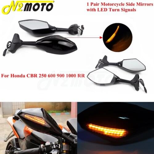 2pcs/Pair LED Turn Signal Indicators Motorcycle Rearview Side Mirrors For Honda CBR 250 600 900 1000 RR 600F 600F2 600F3 600F4