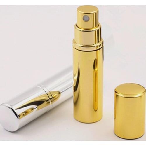200 X 5ml Refillable Silver Gold Aluminum Spray Perfume Bottles Atomizer Portable Travel Cosmetic Container Perfume Bottle
