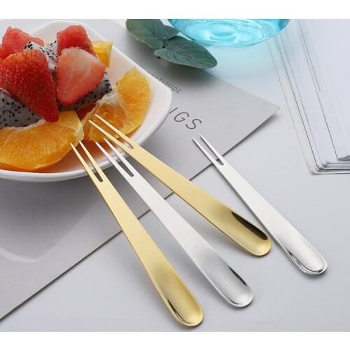 304 Stainless Steel Tableware Mixing Spoon Titanium Coffee Spoon Fruit Cake Fork Multifunctional Dual-purpose Spoon Dork Tool