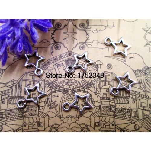 50pcs--Star Charms Antique Tibetan Silver Tone Lovely Mini Star Charm Pendant 9x12mm