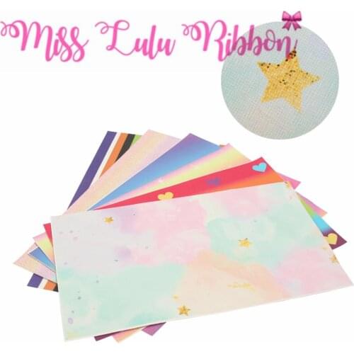 8x13inch (20x34cm) Colorful Galaxy Rainbow Stripes Digital Print Vinyl Ribbon Freedom Cut Piece 60pcs/pack DIY Bowknots Custom