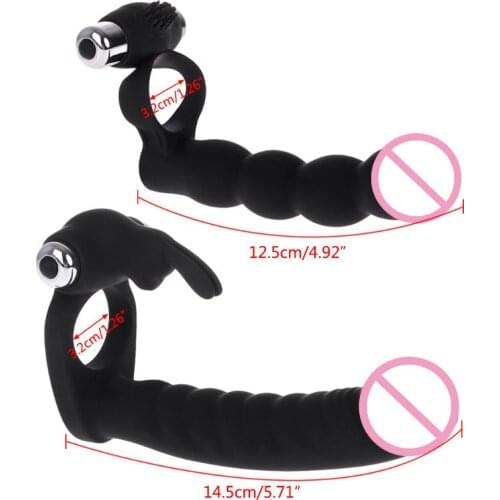 Anal Beads Penis Vibrating Ring Double Penetration Strapon Dildo GSpot Vibrators 2 Styles 2 Colors