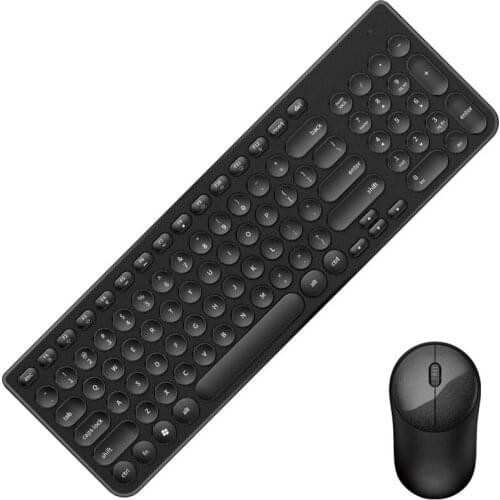 Wireless Keyboard Mouse, Round Key Full Size Mute Wireless Keyboard and Mouse Combo for Windows, Laptop, Notebook, PC, Desktop