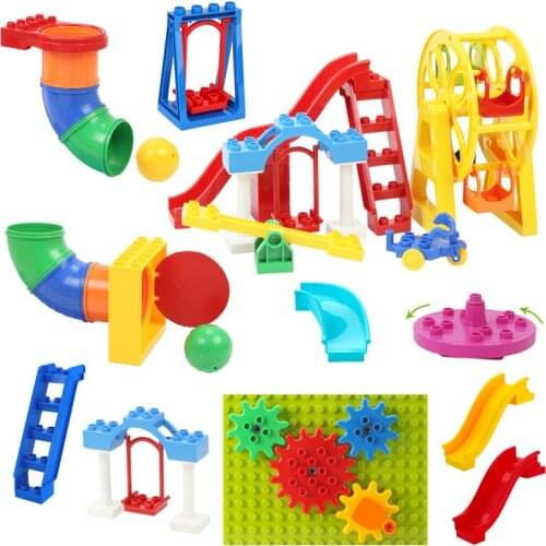 Big Building Blocks Playground Pipeline Parts Slide Ladder Swing Compatible Bricks Sets Baby Assemble Education Toys