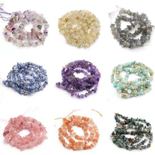 100% Natural Gravel Stone Beads Irregular Amethysts Flash Labradorite Chip Bead for Jewelry Making Women Necklace Bracelet 40cm