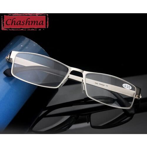 Chashma Brand Men Alloy Optical Reading Glasses Gentlemen Fashion Large Frame Eyeglasses for Reading