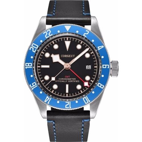 Mens Watch Automatic Mechanical 42mm Sapphire Glass Ceramic Bezel Black Dial Mens Clock Waterproof Watch