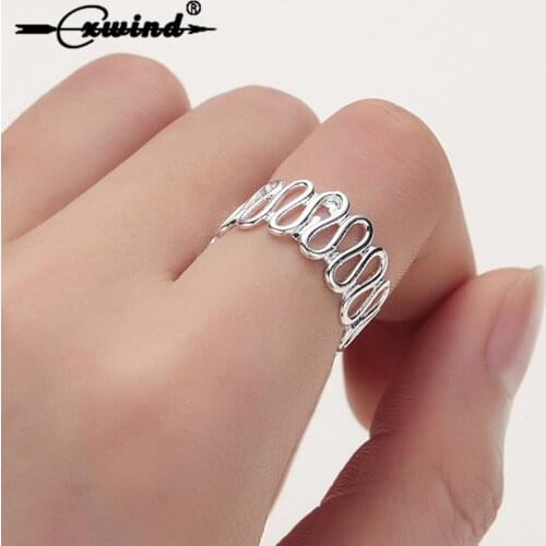 Cxwind Geometric Endless Rings Twisting Wave Finger Ring for Women Engagement Knuckle Punk Jewelry Gift bague femme