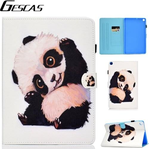 GESCAS New Ipad Case Panda Dinosaur Animal Painting For Ipad 234/mini/air/pro 7.9/9.7/10.2/10.5/11 Inches Pu Silicone Ipad Case