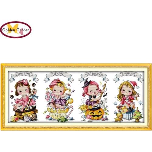 GG Special Festival Cross Stitch Kit Counted 14CT11CT Embroidery DIY Handmade Joy Sunday Needlework Craft Cross-stitch for Kids