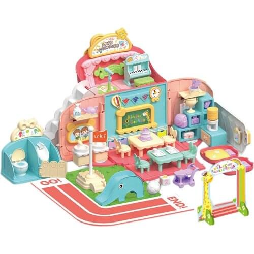Simulation Kindergarten Toy Doll Houses Portable for Indoor for Girls Compatible Toy House with Musical Pretend Play