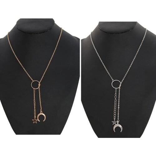 Clavicle Moon Star Pendant Necklace Women Boho Jewelry Clavicle Choker Chain