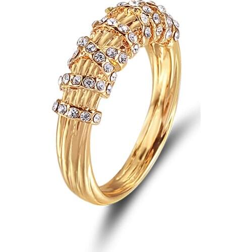 Gold Color Intersecting Ring Simple Micro Set Zircon Ring Geometric Line Ring Especially For Women Birthday Gift For Girlfriend