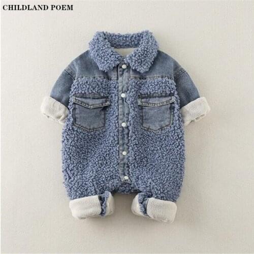 Winter Baby Romper Newborn Denim Velvet Baby Snowsuit Jumpsuits Thick Warm Baby Boys Romper Clothes Infant Baby Overalls Onesie