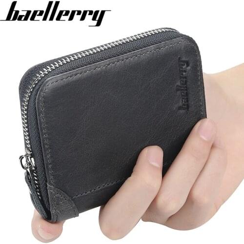 Baellerry Credit Card Holder Card Wallet Men Vintage Bags Coin Pocket Boy Mini Short Bag Leather Purse for Male tarjetero hombre