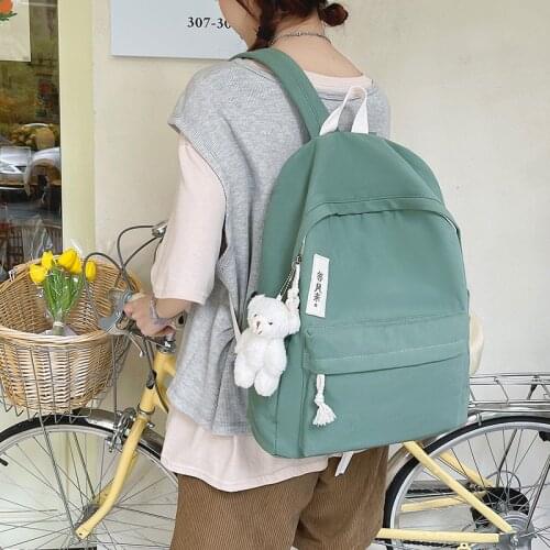 Japanese Element Solid Color Womens Backpack Fashion Teenager Girl Outing with A Shoulder Backpack Schoolgirl Schoolbag