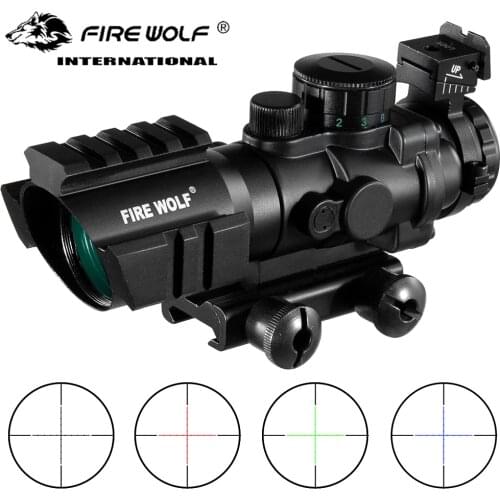 Fire Wolf 4x32 Acog Rifle Scope 20mm Dovetail Reflex Optical Scope Tactical Scope Shotgun Rifle Airsoft Sniper Magnifier Airsoft