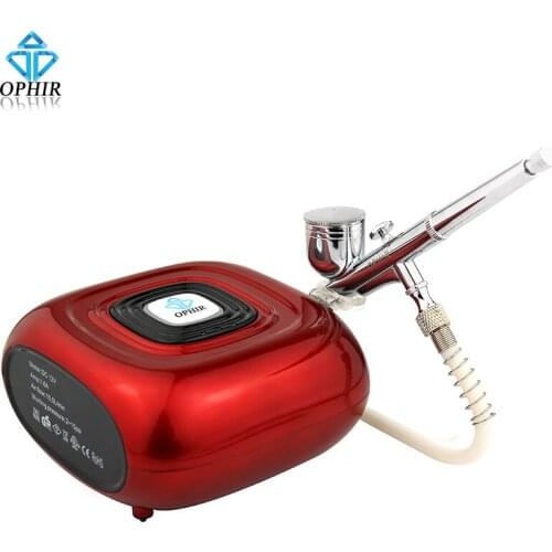 OPHIR 0.3mm Dual Action Airbrush Kit & 3-Mode Mini Air Compressor Set for Hobby Airbrushing Art & Crafts Painting _AC123R+AC004A