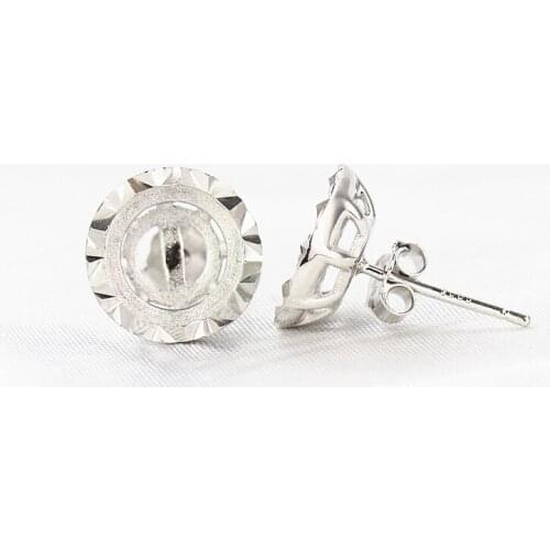 Wholesale 10pcs/lot 925 Sterling Silver Stud Earrings 4x4mm 8x8mm 9x9mm 10x10mm Round Cabochon Semi Mount Earrings Setting