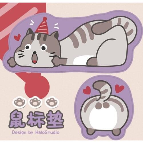 Original cloth mouse pad gray cat alien Japanese cute personality hand-painted