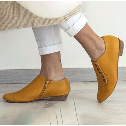 Autumn Shoes Women Ankle Boots Zip Ladies Platform Low Heels Fashion Shoes Female Comfortable Casual Footwear Plus Size