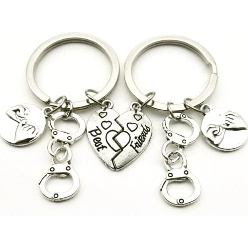 A Pair of Best Friends Handcuffs Hook Hook Keychain Criminal Partner Friendship Combination Keychain