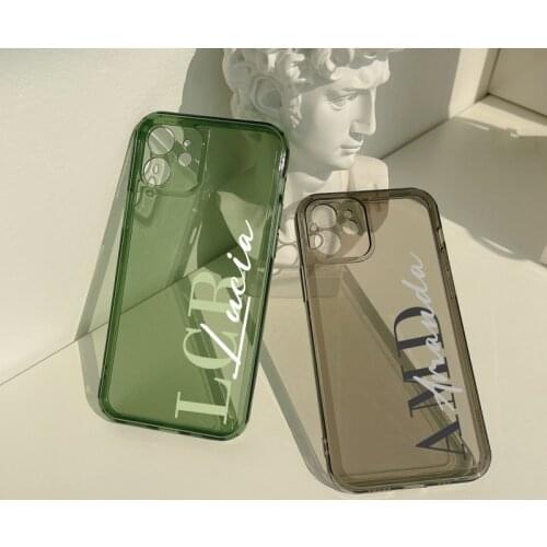 Personalise Capital Letters Name Phone Case For iphone SE 2020 7 8 Plus X XS XR XS Max 11 Pro 12 Mini MAX Luxury Silicone Cover