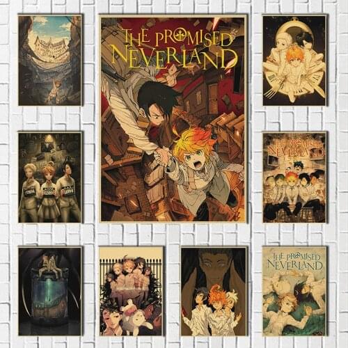 The Promised Neverland Retro Kraft Paper Posters Anime Poster Wall Sticker Living Room Home Bar Cafe Decor