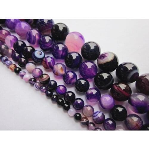 Striped Purple Agate boutique loose beads semi-finished hand accessories DIY