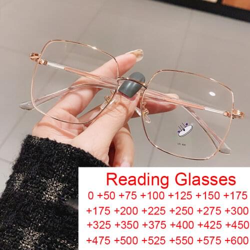 Transparent Gold Square Glasses Prescription Eyeglasses Plus +0 to +600 Luxury Brand 2021 Fashion Anti Blue Light Mens Glasses