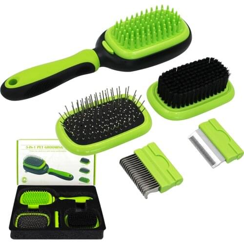 5 In 1 Pet Grooming Pet Dog Comb Brush Set Cat Puppy Grooming Hair Removal Comb For Long Hair Dogs Cats Pet Supplies