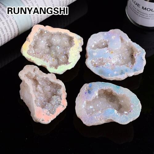 Runyangshi 1PC Natural Agate Crystal Cave Original Stone Decoration Mineral Specimen Modern Home Decoration Fish Tank Garden