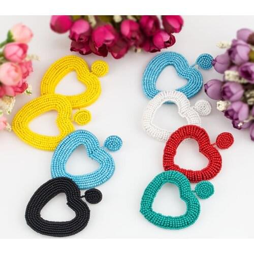 Sehuoran 2019 New Design Oorbellen Boho Simple Handmade Heart Crystal Beads Earrings Statement Wedding Bridal Fashion Jewelry