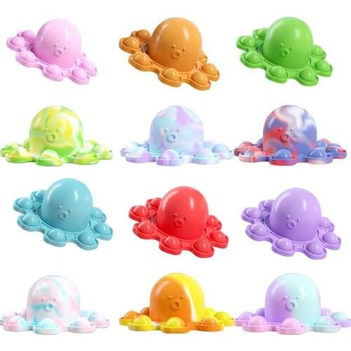 Flip Octopus Face Expression Silicone Keychain Pendant Decompression Octopus Double-sided Flip children Toy fun toy kids gift