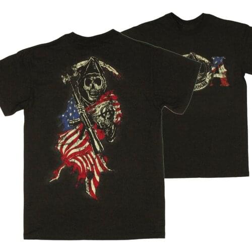 Sons of Anarchy Reaper Flag T-Shirt Summer Cotton Short Sleeve O-Neck Mens T Shirt New S-3XL