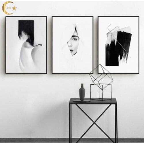 Modern Abstract Black White Wall Art Canvas Painting Minimalism Posters and Prints Gallery Pictures for Living Room Home Decor