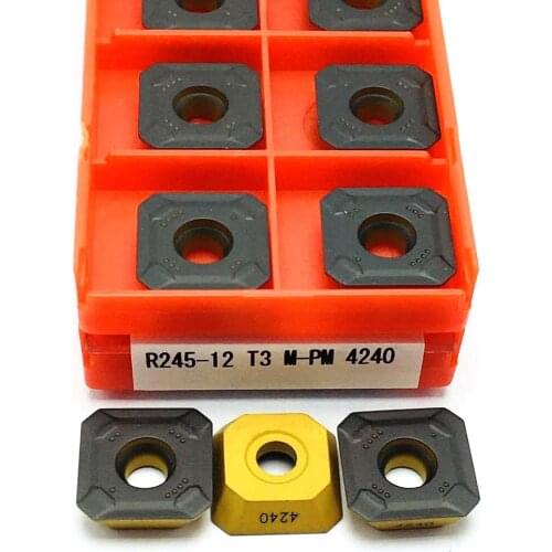 R245 12T3M PM 4240 Carbide Tool Turning Insert Original External Turning Tool Pin Milling CNC Cutting Tool R245 12T3M