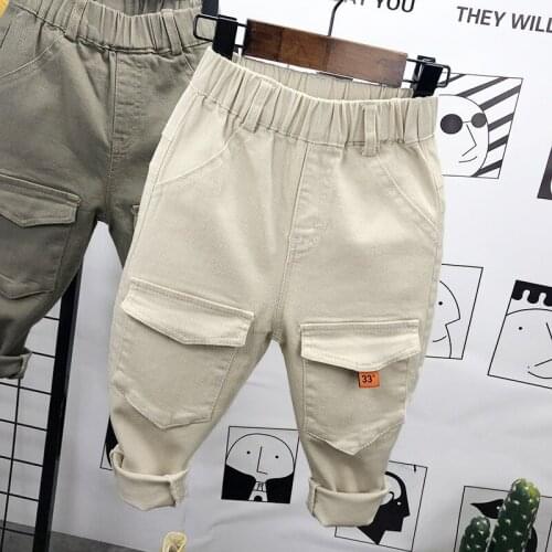 2020 Spring Autumn Baby Boys Cargo Pants Childrens Loose Casual Sport Pants Kids Boys Big Pockets Trousers Kids Harem Pants