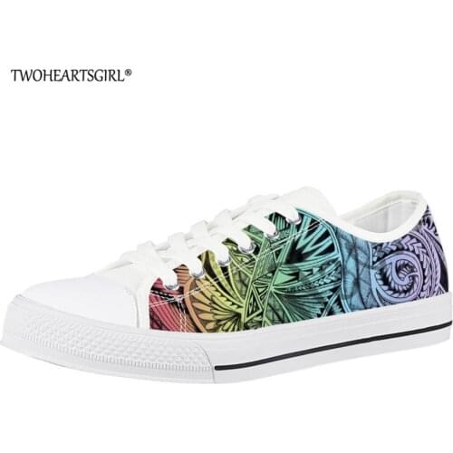 Twoheartsgirl Polynesian Style Low Top Casual Canvas Shoes Women Flats Sneakers Girl Spring/Autumn Lace Up Vulcanized Shoes