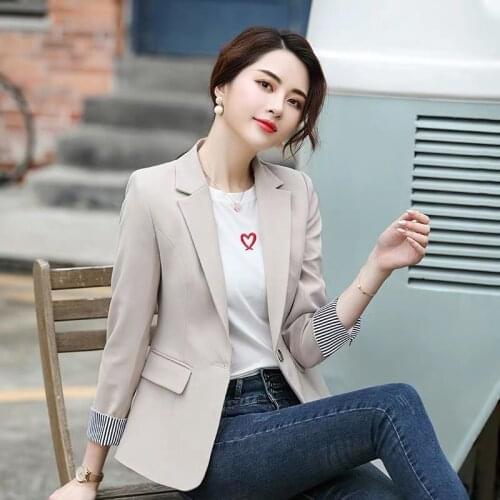 Small Blazer Women Coats and Jakcets 2021 Autumn Spring Korean Fashion Slim-fit Casual Laides Blazers Black/Apricot Blazer Femme