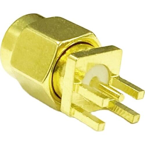 1PC SMA male plug RF Coax Connector edge PCB Mount Straight Goldplated NEW wholesale welding terminal