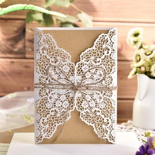 10/20pcs Laser Cut Wedding Invitation Cards Kits with Inner Blank Paper Envelopes Birthday Wedding Greeting Cards Party Supplies
