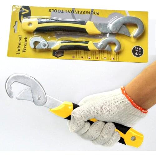High quality 2 pcs Adjustable wrench Portable Adjustable Quick Snap and Grip Wrench Universal Wrench Set