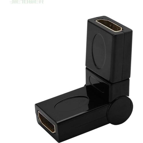300PCS HDMI 1.4 Female to Female cable Adapter Converter 360 Degree Rotatory Plug Angle Folding Connector For PS4 PS3 TV BOX