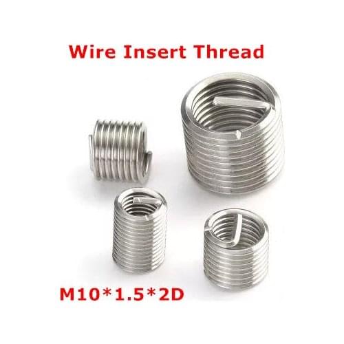 50pcs M10*1.5*2D Wire Thread Insert , M10 Screw Bushing , stainless steel Wire Screw Sleeve Thread Repair
