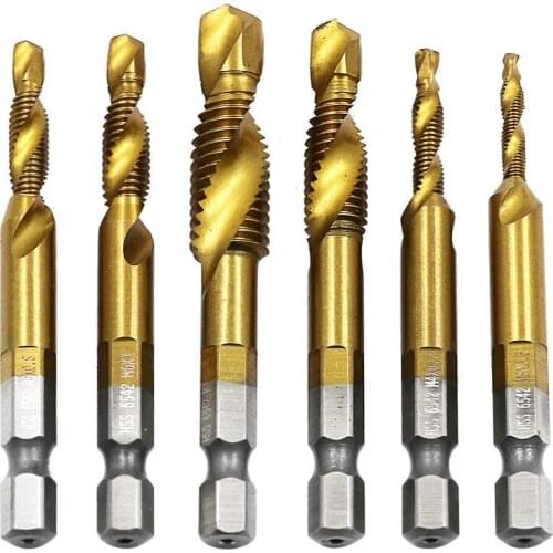 6PCS Composite Tap Titanium Plating Multi Functional Integration Tapping And Chamfering For Screw Machines 6542