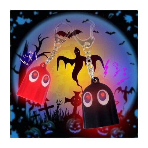 FREE SHIPPING BY DHL 200pcs/lot 2015 Plastic LED Ghost Shaped Keychains with Sound Novelty Children Toy Keyrings