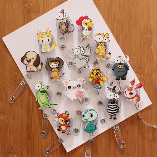 Chinese zodiac signs Retractable Badge Reel student nurse Bus card ID Name Card Badge Holder 2018 new Office Supplies