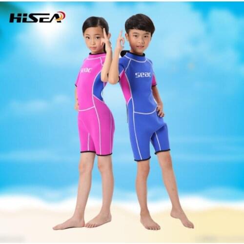 Childrens short sleeved wetsuit Siamese wetsuit jellyfish warm clothing swimsuit 2.5mm Children diving suit Color surfing suit