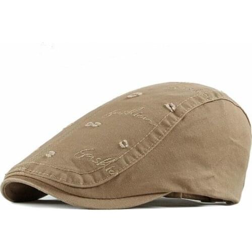 Cotton Washed Hole Summer Beret Hat Breathable Distress Flat Cap Solid British Style Men Cap Vintage Newsboy Sun Visor Hat Bone